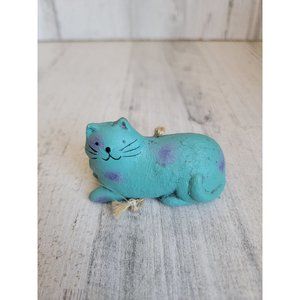 Vintage blue spotted purple cat kitty ornament Xmas